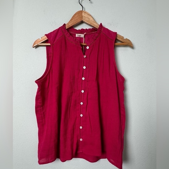 NWT Faherty Willa Sleeveless Top Blouse - Granita Size Large - Picture 6 of 11